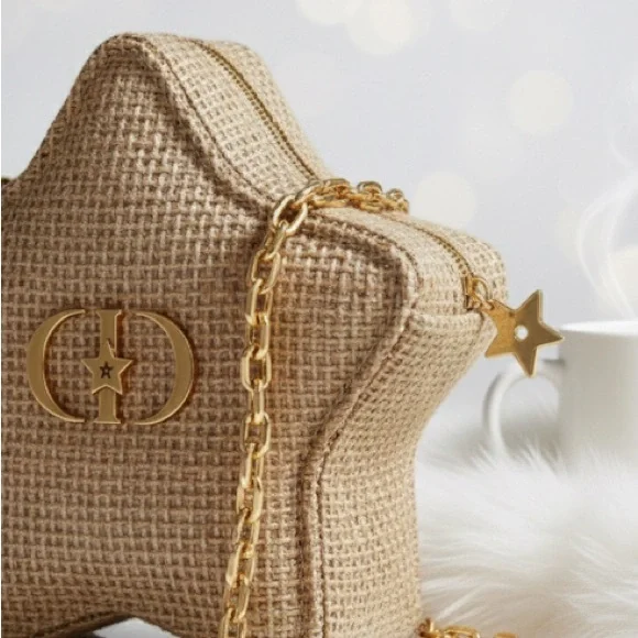 Christian Dior Pouch Star Gold Beige Novelty Logo Holiday Exclusive CD 2025 - Picture 3 of 8